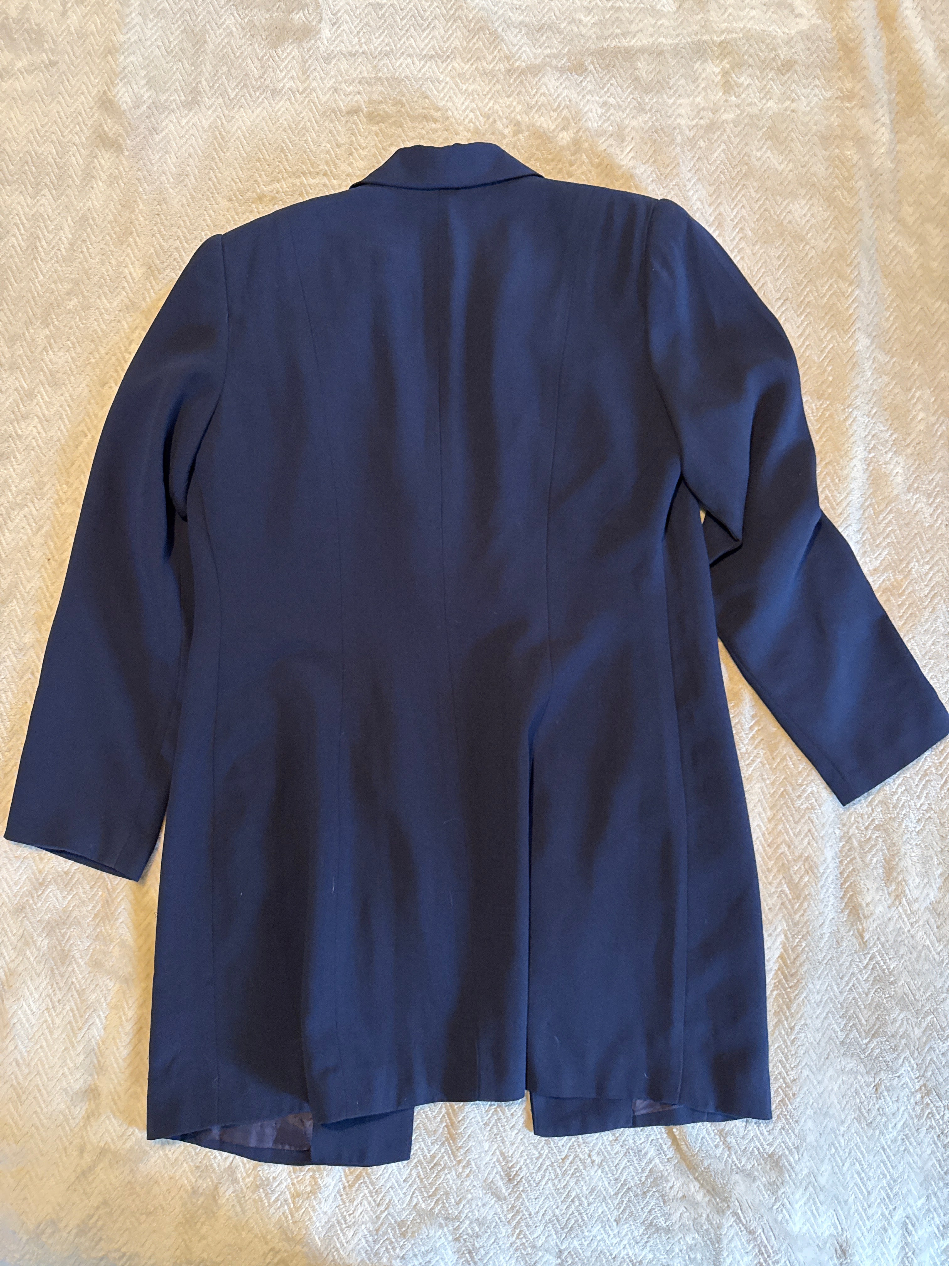 Lulu Bravo Long Navy Blazer – Women’s Vintage Tailored Coat, Size L